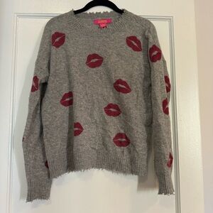 Catherine Malandrino cashmere lip kiss sweater gray size medium